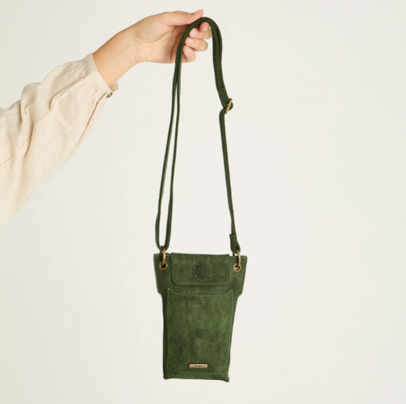 Porta Celular De Suede Texturizado Camel