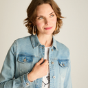 CASACA MEZCLILLA MANGA LARGA ELASTICADA