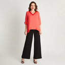 BLUSA CORAL MANGA CODO CUELLO V