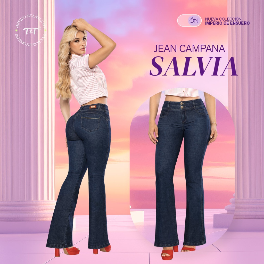 JEANS CAMPANA SALVIA