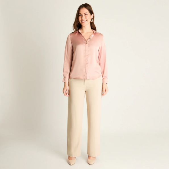 BLUSA MUJER ROSA CLARO CUELLO CAMISERO V