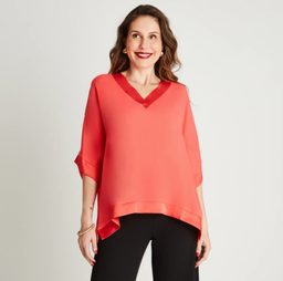 BLUSA CORAL MANGA CODO CUELLO V